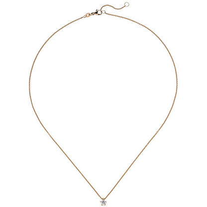 Collier Kette mit Anhänger 585 Gold Rotgold 1 Diamant Brillant 0 15 ct. 45 cm