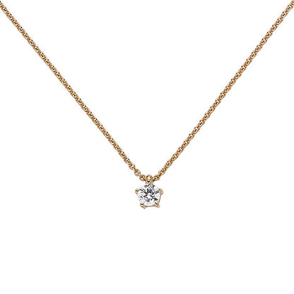 Collier Kette mit Anhänger 585 Gold Rotgold 1 Diamant Brillant 0 25 ct. 45 cm