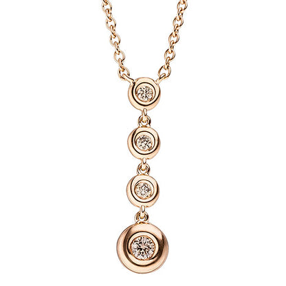 Collier Kette mit Anhänger 585 Gold Rotgold 4 Diamanten Brillanten 44 cm