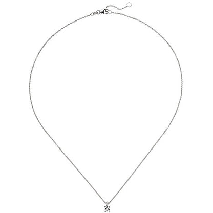 Collier Kette mit Anhänger 585 Gold Weißgold 1 Diamant Brillant 0 15 ct. 45 cm