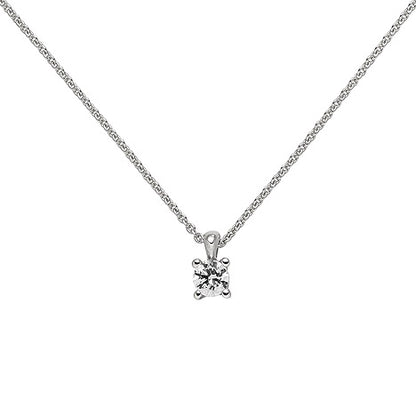 Collier Kette mit Anhänger 585 Gold Weißgold 1 Diamant Brillant 0 15 ct. 45 cm