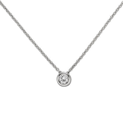 Collier Kette mit Anhänger 585 Gold Weißgold 1 Diamant Brillant 0 15 ct. 45 cm