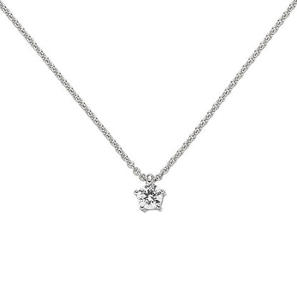 Collier Kette mit Anhänger 585 Gold Weißgold 1 Diamant Brillant 0 15 ct. 45 cm