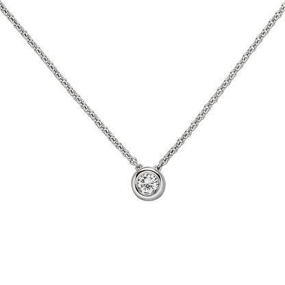 Collier Kette mit Anhänger 585 Gold Weißgold 1 Diamant Brillant 0 25 ct. 45 cm