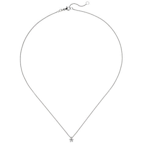 Collier Kette mit Anhänger 585 Gold Weißgold 1 Diamant Brillant 0 25 ct. 45 cm