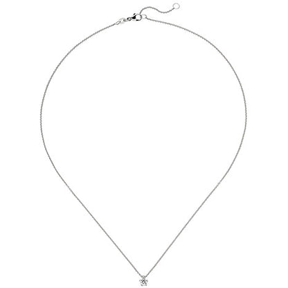 Collier Kette mit Anhänger 585 Gold Weißgold 1 Diamant Brillant 0 25 ct. 45 cm