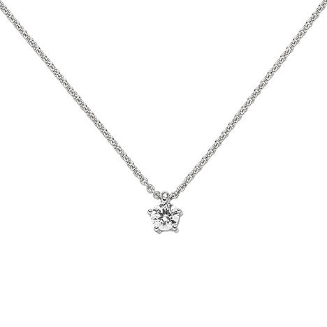 Collier Kette mit Anhänger 585 Gold Weißgold 1 Diamant Brillant 0 25 ct. 45 cm