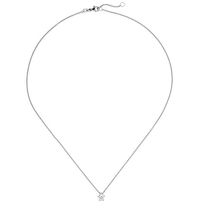 Collier Kette mit Anhänger 585 Gold Weißgold 1 Diamant Brillant 0 50 ct. 45 cm