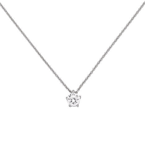 Collier Kette mit Anhänger 585 Gold Weißgold 1 Diamant Brillant 0 50 ct. 45 cm