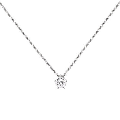 Collier Kette mit Anhänger 585 Gold Weißgold 1 Diamant Brillant 0 50 ct. 45 cm