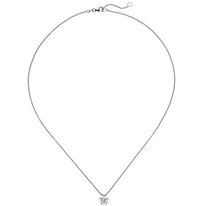 Collier Kette mit Anhänger 585 Gold Weißgold 1 Diamant Brillant 1 0 ct. 45 cm