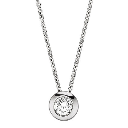 Collier Kette mit Anhänger 585 Gold Weißgold 1 Diamant Brillant 45 cm