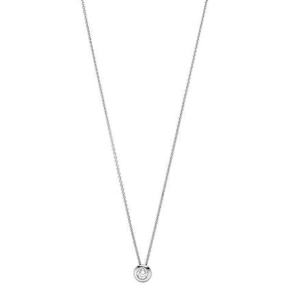 Collier Kette mit Anhänger 585 Gold Weißgold 1 Diamant Brillant 45 cm