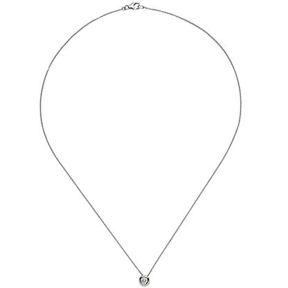 Collier Kette mit Anhänger 585 Gold Weißgold 1 Diamant Brillant 45 cm
