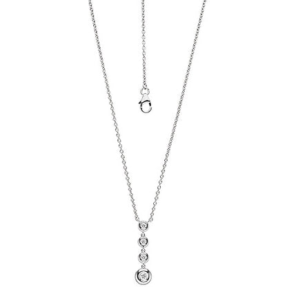 Collier Kette mit Anhänger 585 Gold Weißgold 4 Diamanten Brillanten 43 cm