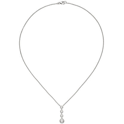 Collier Kette mit Anhänger 585 Gold Weißgold 4 Diamanten Brillanten 43 cm
