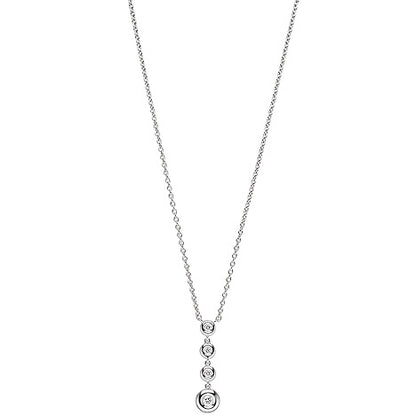 Collier Kette mit Anhänger 585 Gold Weißgold 4 Diamanten Brillanten 43 cm