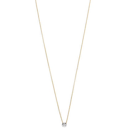 Collier Kette mit Anhänger 750 Gold Gelbgold Weißgold bicolor 1 Diamant Brillant