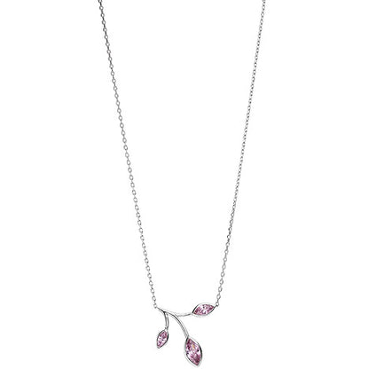 Collier Kette mit Anhänger 925 Sterling Silber 3 Zirkonia rosa 45 cm Kette