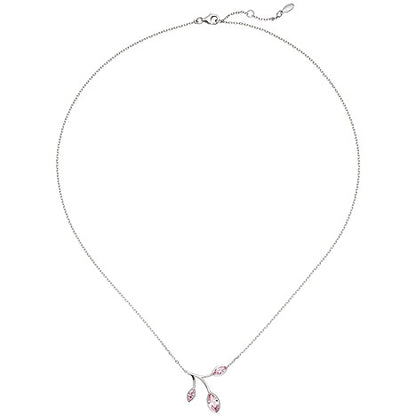 Collier Kette mit Anhänger 925 Sterling Silber 3 Zirkonia rosa 45 cm Kette