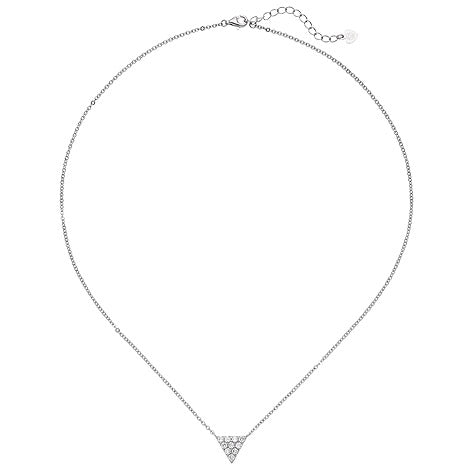 Collier Kette mit Anhänger Dreieck 925 Silber 10 Zirkonia 46 cm Halskette