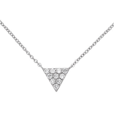 Collier Kette mit Anhänger Dreieck 925 Silber 10 Zirkonia 46 cm Halskette