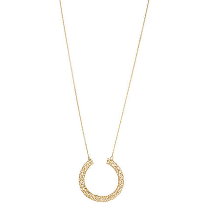 Collier Kette mit Anhänger Geflecht 750 Gold Gelbgold 45 cm Goldkette