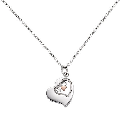 Collier Kette mit Anhänger Herz Edelstahl rotgold vergoldet 47 cm Halskette
