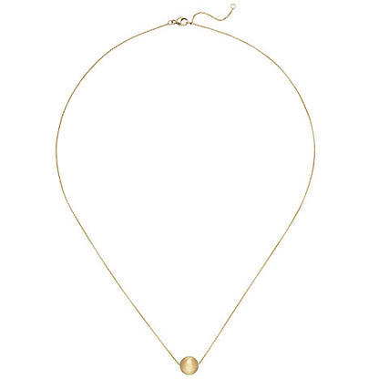 Collier Kette mit Anhänger Kugel 750 Gold Gelbgold matt 45 cm Halskette
