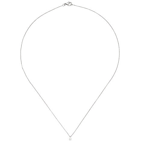 Collier Kette mit Anhänger zart 585 Gold Weißgold 1 Diamant Brillant 45 cm
