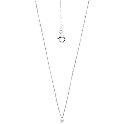 Collier Kette mit Anhänger zart 585 Gold Weißgold 1 Diamant Brillant 45 cm