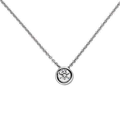 Collier Kette mit Anhänger 585 Gold Weißgold 1 Diamant Brillant 0 5 ct. 45 cm