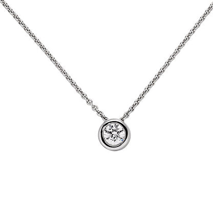 Collier Kette mit Anhänger 585 Gold Weißgold 1 Diamant Brillant 0 5 ct. 45 cm