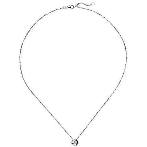 Collier Kette mit Anhänger 585 Gold Weißgold 1 Diamant Brillant 0 5 ct. 45 cm