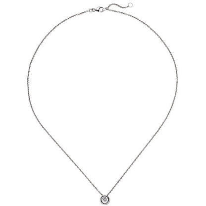 Collier Kette mit Anhänger 585 Gold Weißgold 1 Diamant Brillant 0 5 ct. 45 cm
