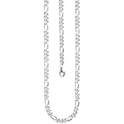 Figarokette 925 Silber diamantiert 50 cm Kette Halskette Silberkette Karabiner