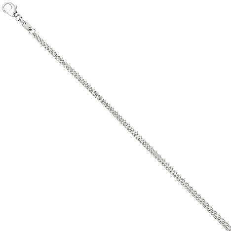 Halskette Kette 2-reihig 585 Gold Weißgold 42 cm Weißgoldkette Karabiner