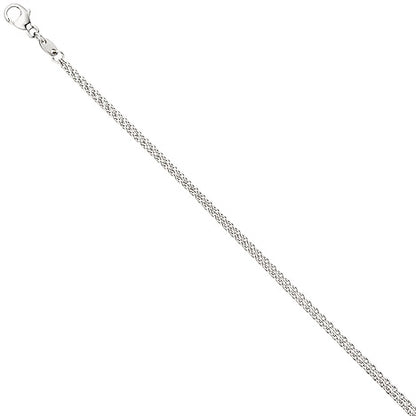 Halskette Kette 2-reihig 585 Gold Weißgold 42 cm Weißgoldkette Karabiner
