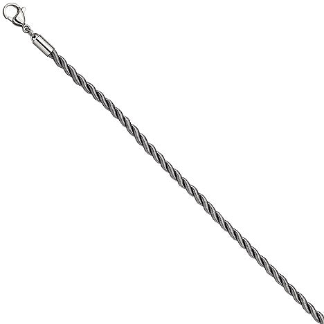 Halskette Kette Nylonkordel grau 50 cm mit Karabiner aus Edelstahl