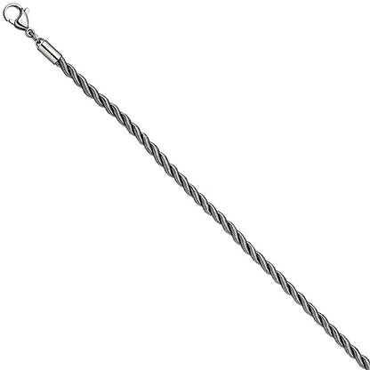 Halskette Kette Nylonkordel grau 50 cm mit Karabiner aus Edelstahl