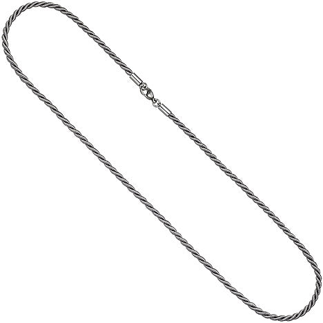 Halskette Kette Nylonkordel grau 50 cm mit Karabiner aus Edelstahl