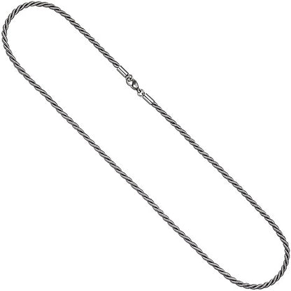Halskette Kette Nylonkordel grau 50 cm mit Karabiner aus Edelstahl