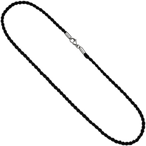 Halskette Kette Nylonkordel schwarz 45 cm Karabiner aus Edelstahl