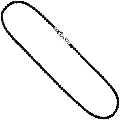 Halskette Kette Nylonkordel schwarz 45 cm Karabiner aus Edelstahl
