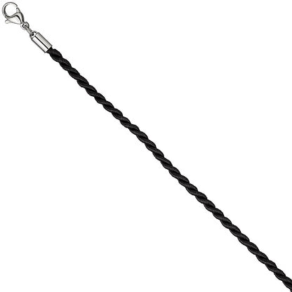 Halskette Kette Nylonkordel schwarz 45 cm Karabiner aus Edelstahl