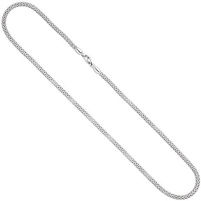 Halskette Popcorn Kette 750 Gold Weißgold 46 cm Weißgoldkette Karabiner