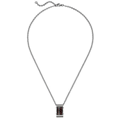 Herren Collier Edelstahl matt mit Carbon 55 cm Karabiner