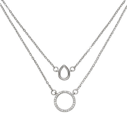 Kette mit Anhängern 2-reihig 925 Sterling Silber 28 Zirkonia 46 cm Halskette