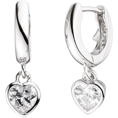 Kinder Schmuck-Set Herz 925 Silber mit Zirkonia Anhänger Ohrringe Kette 38 cm