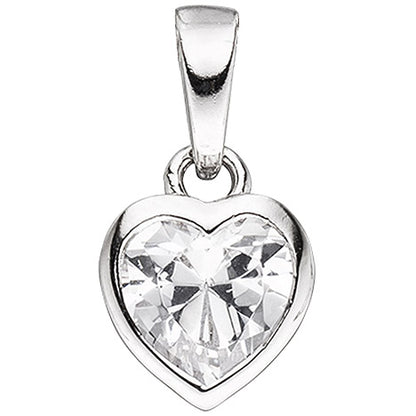 Kinder Schmuck-Set Herz 925 Silber mit Zirkonia Anhänger Ohrringe Kette 38 cm
